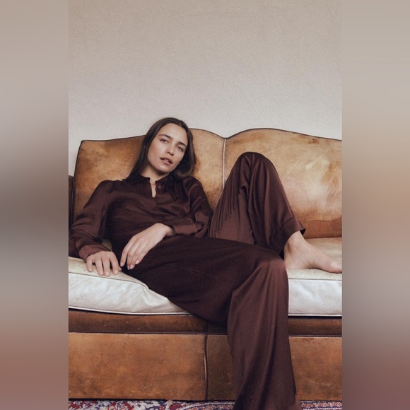 Zara Brown Wide Leg Pants - Picture 2 of 9